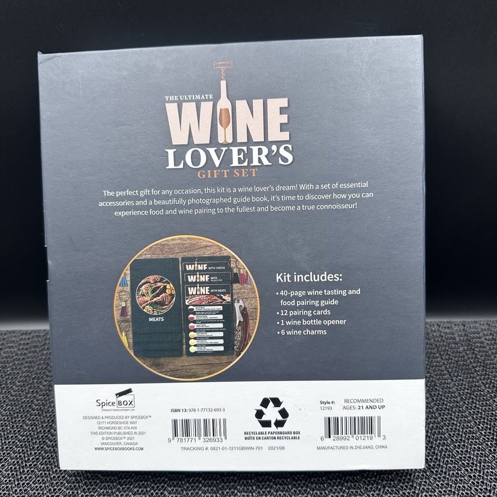 SpiceBox Ultimate Wine Lover's Gift Set Open Box Complete Wine Guide & Charms. - Picture 2 of 9